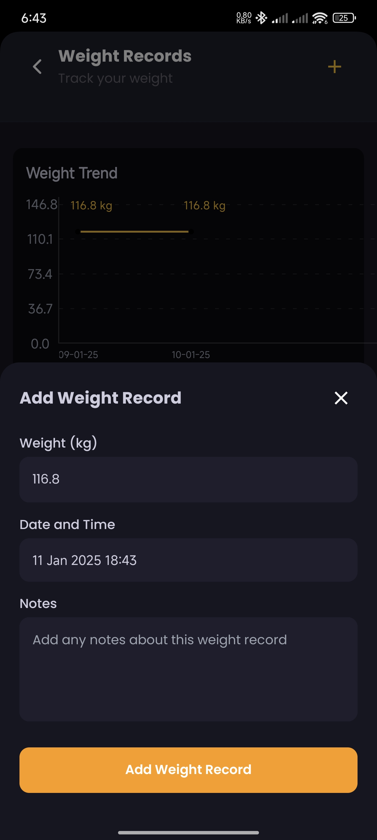 Add Weight Record